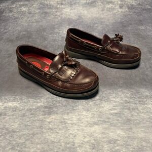 G H Bass Henry II Men's Brown Leather Tassel Loafer Boat Shoes Size 8.5